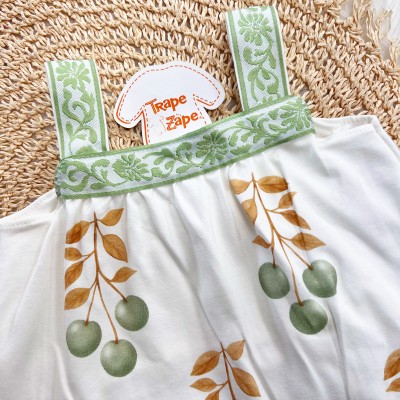 Vestido Cerejinhas com Passamanaria Floral - Verde